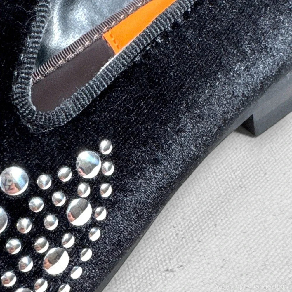 NWOT Tallia Raffaele Velvet Studded Smoking Slipper Loafers |‎ Black | Men's 8